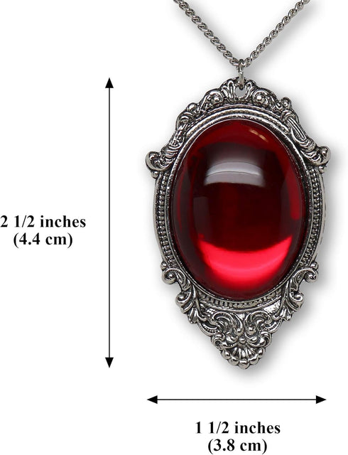 Blood Red Cabochon in Silver Finish Pewter Frame Pendant Necklace...
