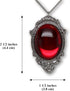 Blood Red Cabochon in Silver Finish Pewter Frame Pendant Necklace...