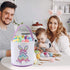 Cootato Easter Bunny Basket Bags for Kids, Stripe Rabbit Pattern Egg Basket Hunt Bags Personalized Canvas Cotton Bucket with Fluffy Tail for Easte...