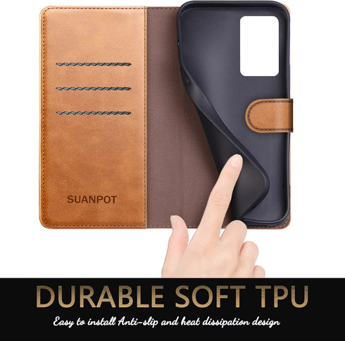 SUANPOT Galaxy Note 20 Ultra 5G Wallet Case - RFID Blocking Leather, Card Holder, Flip Folio, Light Brown...