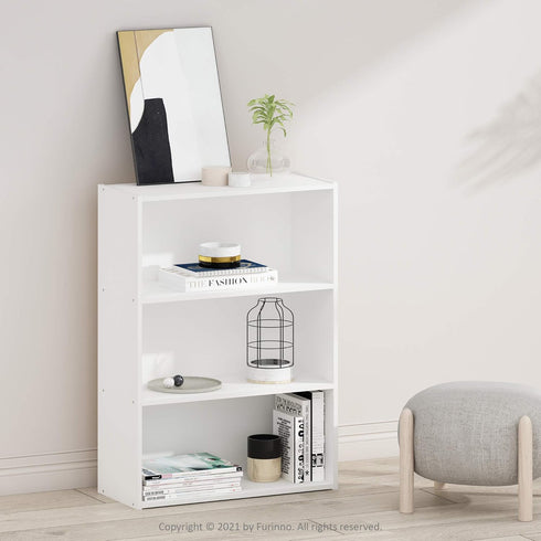 Furinno Pasir 3-Tier Open Shelf Bookcase, Plain White...