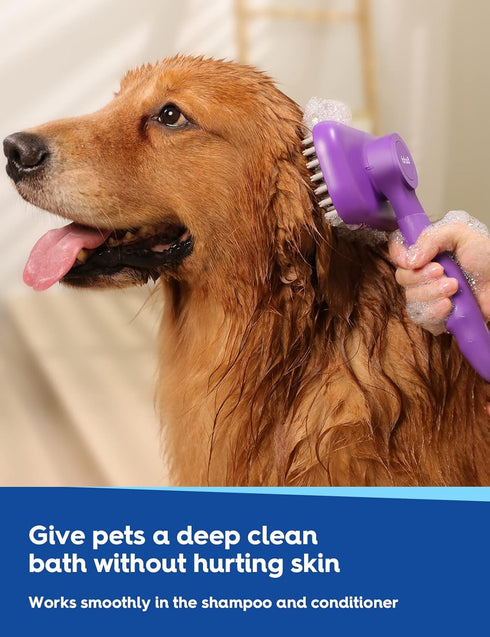 Dog Bath Brush, Pet Grooming Brush for Dogs and Cats, Dog Bath Scrubber for Short and Long Hair Pets, Versatile Pet Brush for Bathing, Grooming an...