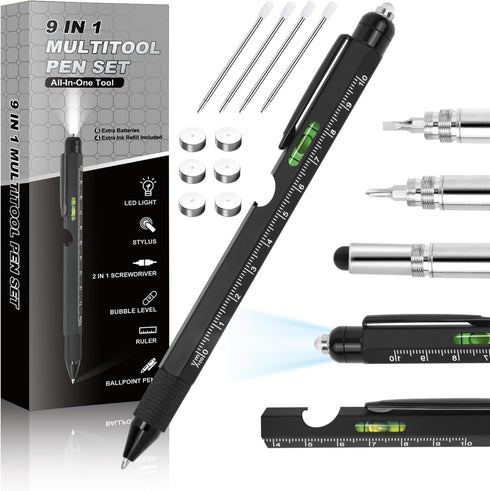 Pen Gifts for Men, Cool Gadgets 9 in 1 Multitool Pen, Stocking Stuffers for Men Women, Useful Gadgets Gift for Him Dad Husband Women on Christmas,...