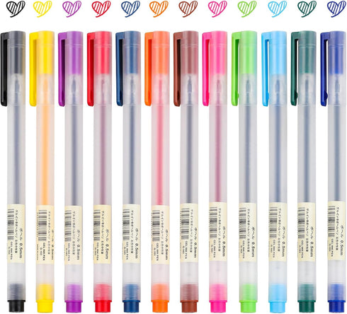 RIANCY Gel Pens (12 Multicolor), Fine Point Ballpoint Pen for Bullet Journaling, Writing, Drawing, Coloring, Office & School Supplies...
