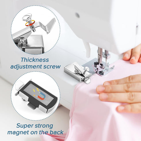 Magnetic Seam Guide for Sewing Machine, Magnetic Sewing Guide with Clip, Multifunctional Ruler, Hemmer Guide, Seam Guide, Hem Guide for Walking Fo...
