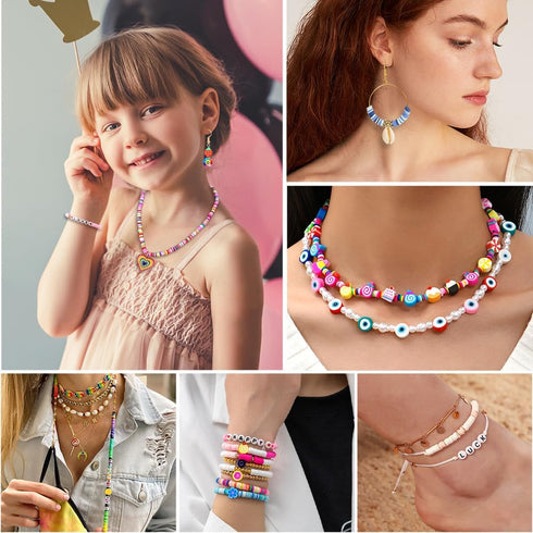 JOICEE 480PCS Fruit Flower Polymer Clay Beads, 24 Style Cute Heart Mushroom Clay Beads Charms for Jewelry Necklace Earring Making, DIY Bracelet Ma...