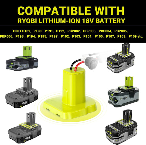 Power Wheel Adapter for Ryobi One+ 18V P108 P107 P102 P100 Li-ion & Ni-Cd Battery,Power Connector for Rc Toy & Car,12 Gauge Robotics Rc Truck?with...