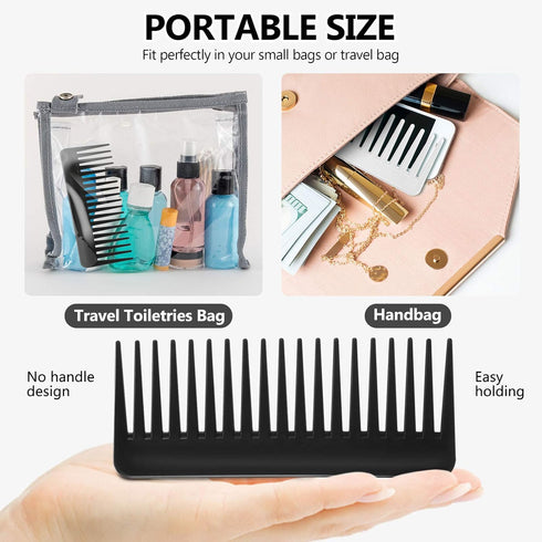 Large Hair Detangling Comb Wide Tooth Comb for Curly Hair Wet Dry Hair, No Handle Detangler Comb Styling Shampoo Comb (Black, White)...