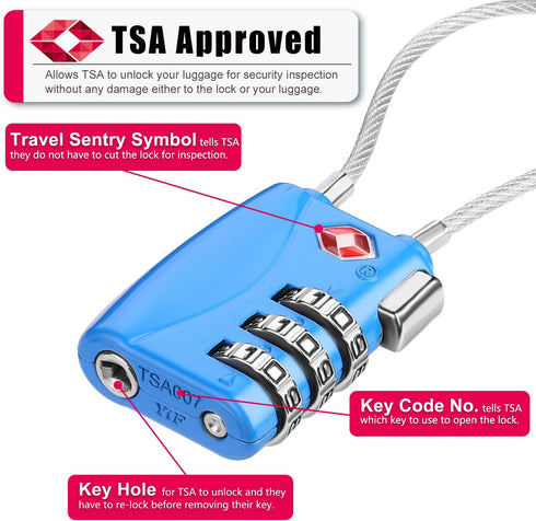 ZHEGE Luggage Lock, TSA Locks for Travel, Gym, School, Suitcases, Baggage, Small Cabinets...