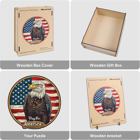 Wooden Puzzle for Adults, Eagle Wooden Jigsaw Puzzles(11.1 * 11.2in-200pcs), Beautiful Wooden Puzzle with Box Birthday Gifts for Adults and Kids F...
