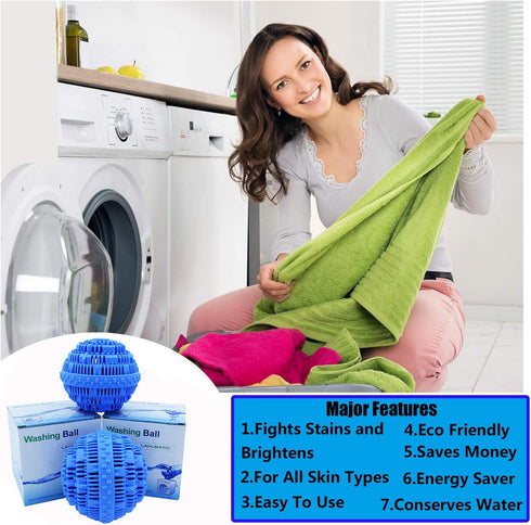 2Pcs Premium Washing Ball, Super Soft Shell Doesn't Hurt Clothes, Advanced ceramic balls, Eco-Friendly Laundry Balls,2000 Washing Cycle Laundry Ba...