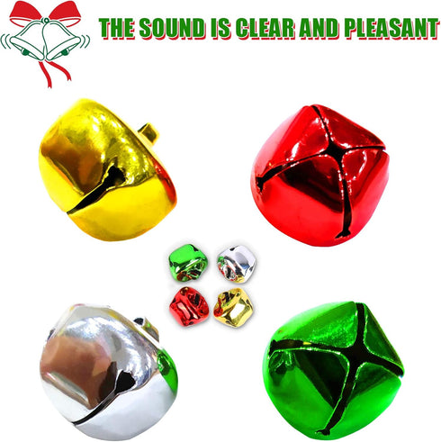 Augshy 200 Pieces Jingle Bells 3/5Inch Craft Bell Bulk for Christmas Home and Pet Decorations Xmas Decor Party Favors Supplies (Red Green Gold Sil...