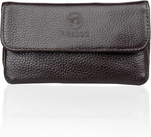 FIREDOG Genuine Leather Smoking Tobacco Pipe Pouch Case Bag for 2 Pipes Tamper Filter Tool Cleaner Preserve Freshness (Brown)...