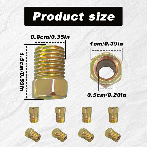 12pcs Brake Line Fittings with 4 Unions and 8 Nuts, 3/8 Inch - 24 Threads Brake Fuel Line Fittings Assortment Brass Inverted Flare Brake Assortmen...
