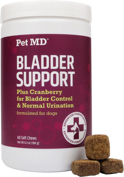 Pet MD Bladder Support Plus Cranberry for Dogs - Support Bladder Control & Urinary Tract Health - Help Relieve Dog UTI & Incontinence - Wild Yam R...