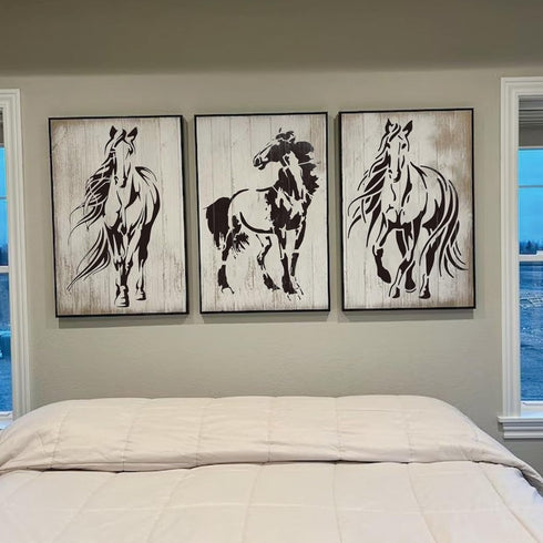 Horse Stencils for Painting on Wood, Horse Stencils for Crafts Reusable Wood Burning Drawing Art Paint Stencils and Patterns for Wall Cake Cookie ...