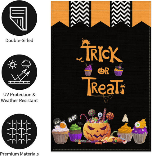 Halloween Garden Flag 12 x 18 Inch, Jack-o'-lantern Halloween Decoration Flags Double Sided Small Yard Flag for Outdoor Indoor Decor...