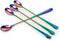 Long-handled ice tea spoon, cocktail stir spoons, stainless steel coffee spoons, Colored ice cream scoop (9 IN iridescence, Round)...