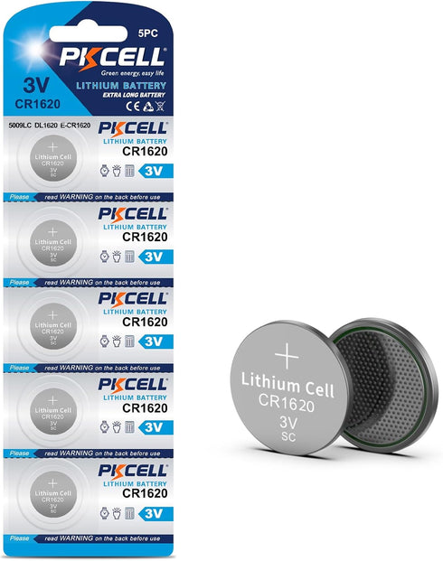 PKCELL CR 1620 Batteries CR1620 3V Lithium Battery -Pack of 5...