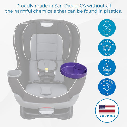 Travel Tray Round, USA Made Easily Convert Your existing Cup Holder to a Tray and Cup Holder for use in a Car Seat, Booster, Stroller, Golf Cart a...