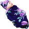 Newborn Swaddle Blanket with Beanie Set,Soft Stretchy Blanket for 0-3 Months Baby Boys and Girls(Purple Flower)...