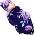 Newborn Swaddle Blanket with Beanie Set,Soft Stretchy Blanket for 0-3 Months Baby Boys and Girls(Purple Flower)...