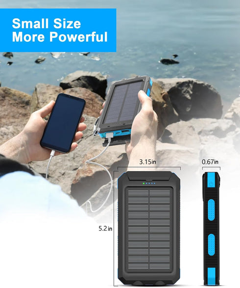 ERRBBIC Solar Power Bank, Portable Charger 38800mah, Waterproof Battery Backup Charger, Solar Panel Charger with Dual LED Flashlights, Suitable fo...