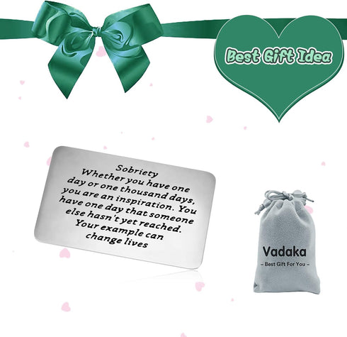 Vadaka Sobriety Gift Card Metal Wallet Insert Card Addiction Recovery Gifts AA Gift Sober Jewelry for Men Women Engraved Wallet Insert Card Inspir...