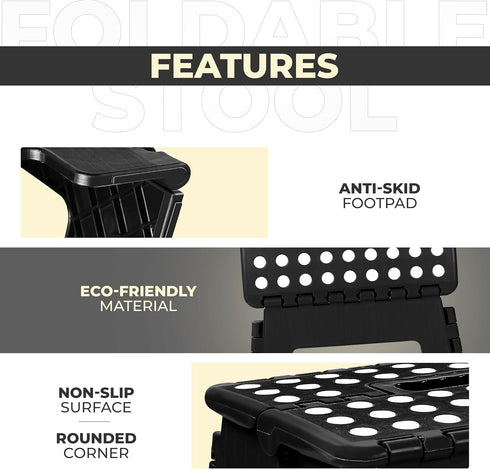 Utopia Home Folding Step Stool - (Pack of 1) Foot Stool with 9 Inch Height - Holds Up to 300 lbs - Lightweight Plastic Foldable Step Stool for Kit...