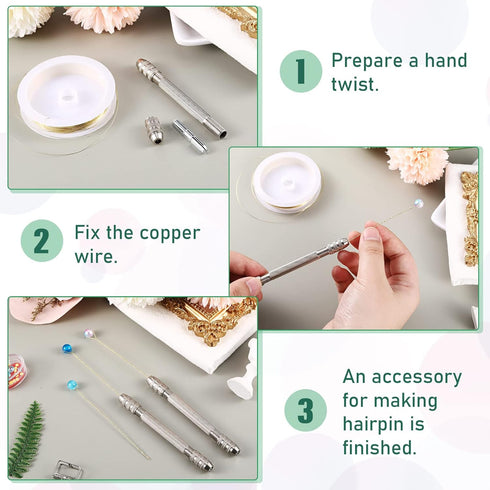 Double Ended Pin Vise DIY Hand Drill Pin Vise Resin Drill Wire Twisting Tools with Copper Collet Copper Drill Jewelry Making Tools for DIY Hairpin...