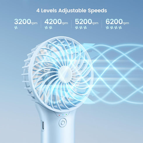 2024 Upgrade Handheld Portable Fan Longer Lasting Max 20Hrs Working Time, 4 Speeds Strong Wind USB Rechargeable Personal Mini Fan Desk Fan for Gir...