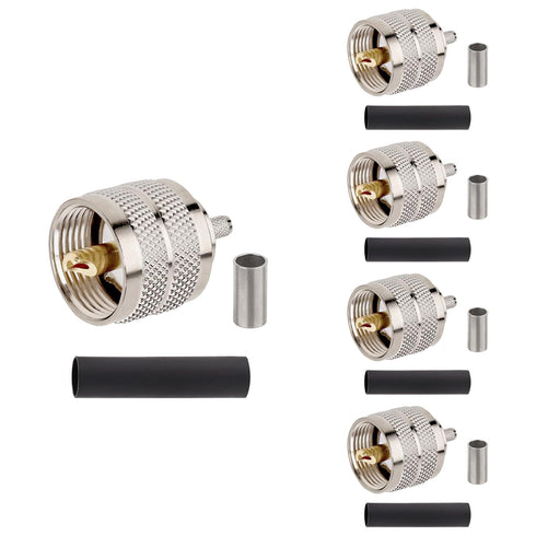 PL-259 UHF Male Plug Crimp Coax Connector Adapter for RG58 LMR195 3D-FB RG142 KSR195 RG400 Cable (Pack of 5)...