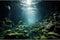 Aquarium Background Underwater Scene Dark Cave and Sunlight Rays Terrarium Background Undersea Rocks with Moss Aquarium Backdrop Fish Tank Decor V...