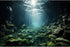 Aquarium Background Underwater Scene Dark Cave and Sunlight Rays Terrarium Background Undersea Rocks with Moss Aquarium Backdrop Fish Tank Decor V...