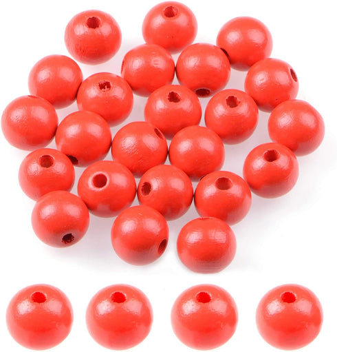 AD Beads Large Hole Wood Spacer Wooden Jewelry Making Bracelet Necklace Chandelier, Large Wooden Rosary Beads Craft Beads (16mm 100pcs, Red)...