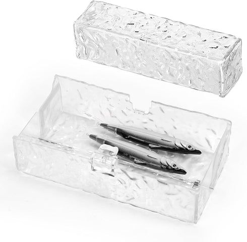Glacier Pencil Case,Large Capacity Plastic Pencil Case Organizer Translucent Multi Functional Automatic Push Buttons Pencil Box Sketching Storage ...