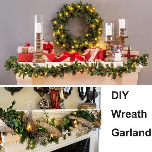 4 Strands Christmas Garland, Total 80 Feet Artificial Pine Garland Soft Greenery Garland for Holiday Wedding Party,Stairs,Fireplaces Decoration, O...