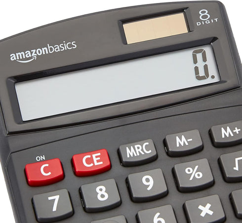 Amazon Basics LCD 8-Digit Desktop Calculator, Black - 5 Pack...