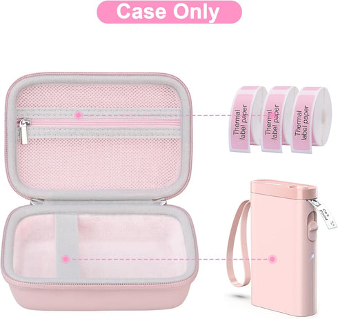 Canboc Hard Carrying Case Compatible with NELKO/TYPONOS P21 Label Maker Machine, Portable Bluetooth Label Printer Box, Zipper Mesh Bag fits Label ...