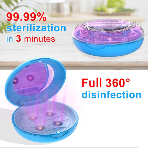 Retainer Case Orthodontic Dental Case, UVC Disinfectant Aligner Case with Vent Holes Mirror, UV Light Denture Box Slim, Retainer Holder Box for Mo...