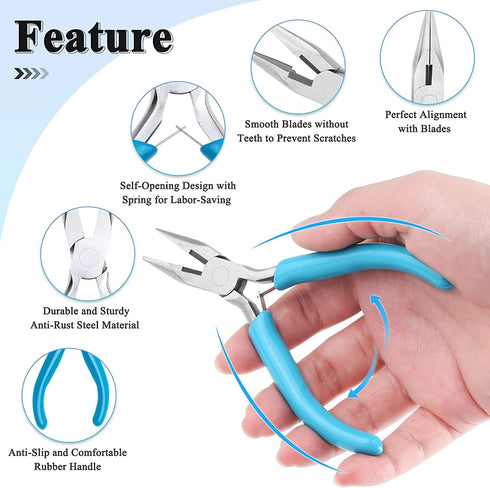 5 Packs Jewelry Pliers Set, Jewelry Making Tools with Needle Nose Pliers/Round Nose Pliers/Chain Nose Pliers/Bent Nose Pliers/Zipper Pliers, Jewel...