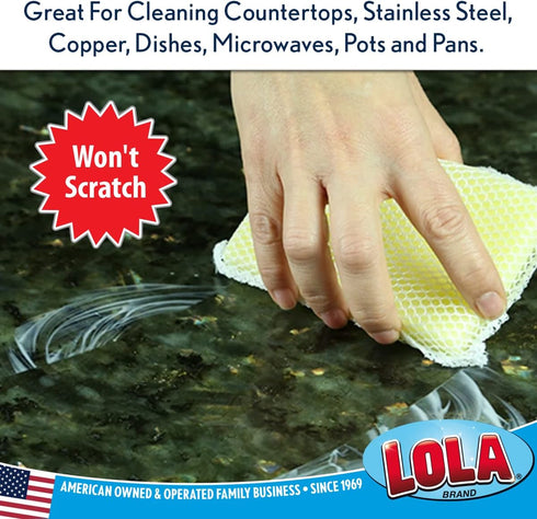 LOLA Nylon Net & Sponge Cleaning Pad | Non Scratch Scrubbing pads | Similar to Turn-A-Bout Sponges | Safe On Non-Stick Surfaces and Coated Cookwar...