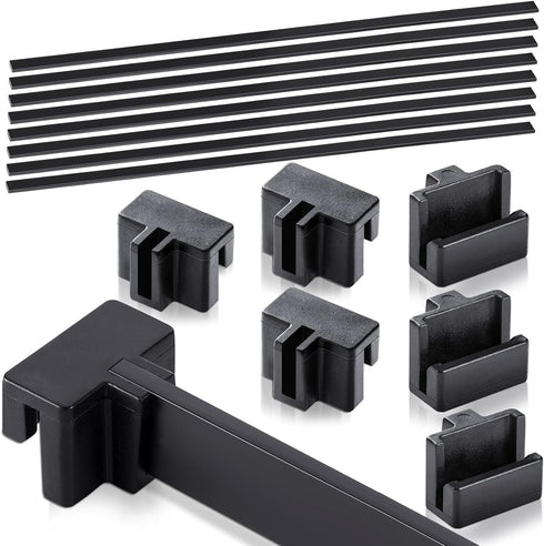 24 Pcs Hanging File Rail and Clip Set 16 Black Hanging File Clips 8 PVC File Cabinet Rails File Drawer Support Black Rail Clips for Home Office St...