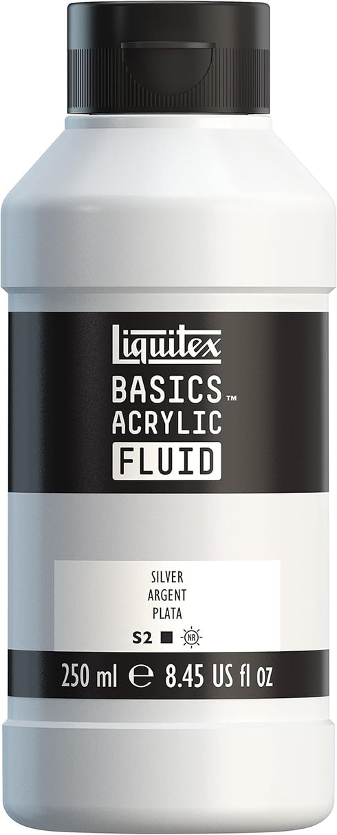 Liquitex BASICS Acrylic Fluid Paint, 250ml (8.5-oz) Bottle, Silver...