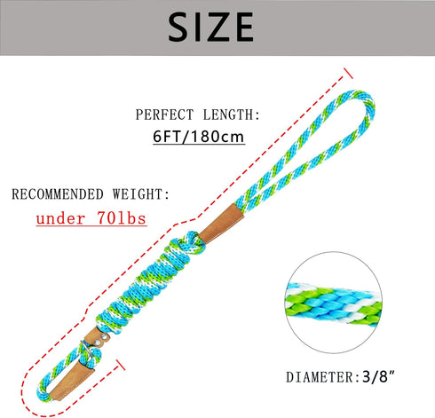 6 FT Slip Leads for Dogs No Pull Dog Training Leash Dog Leash Slip Lead Strong Dog Loop Leashes Colorful Braided Rope Dog Lead Comfortable Slip Le...
