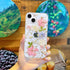 Abbery Designed for iPhone 14 Plus Case Sparkly Pink Flower Design Cute Clear Glitter Soft Silicone Real Dried Pressed Floral Aesthetic Phone Cove...