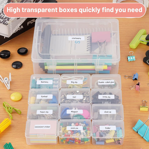 Small Plastic Storage Box, 13 Pieces Plastic Storage Cases Bead Organizers Boxes with Lid Mini Rectangles Boxes Craft Supply Case Bead Containers ...