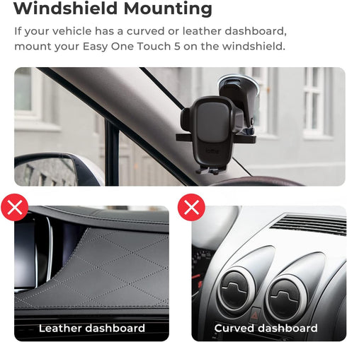 iOttie Easy One Touch Signature Dashboard & Windshield Universal Car Mount Phone Holder Desk Stand with Suction Cup Base and Telescopic Arm for iP...