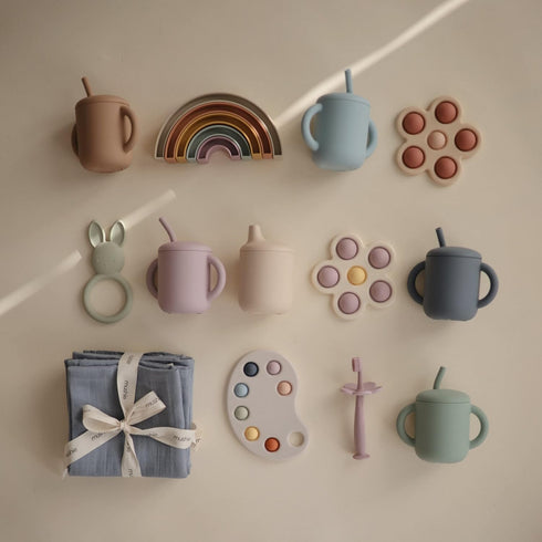 mushie 100% Silicone Training Cup & Straw for Toddlers | 6 Months+ (Soft Lilac)...