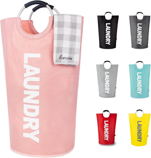 Caroeas 90L Laundry Basket (13 Colors), Waterproof Laundry Hamper, Laundry Bag with Padded Handles, Clothes Hamper Stands Up Well, Collapsible Lau...